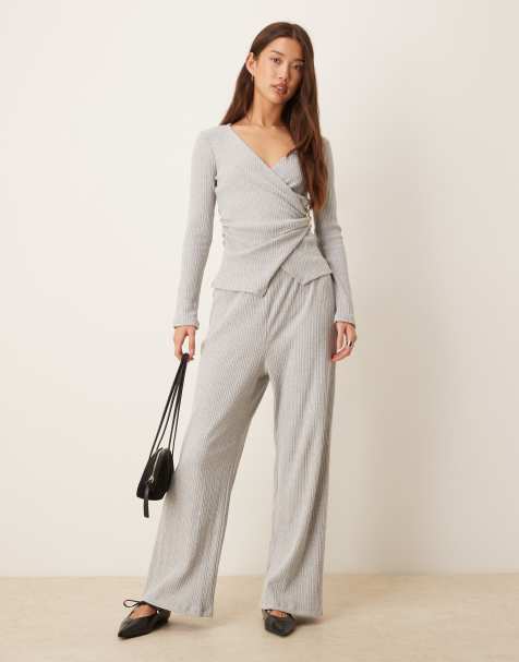 ASOS DESIGN soft touch mixed rib set in grey - view 1