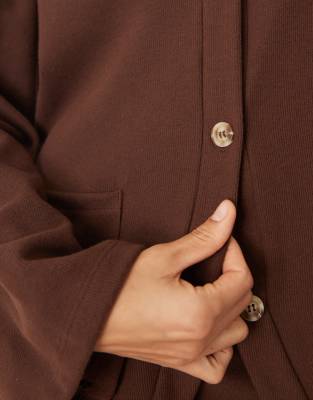 Asos Design Soft Touch Oversized Cardigan In Brown