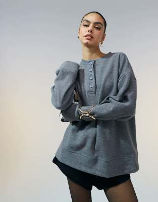 ASOS DESIGN SOFT TOUCH OVERSIZED HENLEY SWEATER 