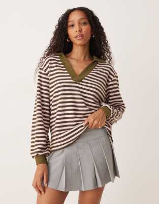 Asos Design Soft Touch Oversized Rugby Top In Green