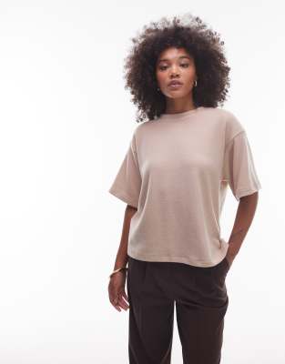 Asos Design Soft Touch Oversized T-shirt With Twist Back Detail In Neutral