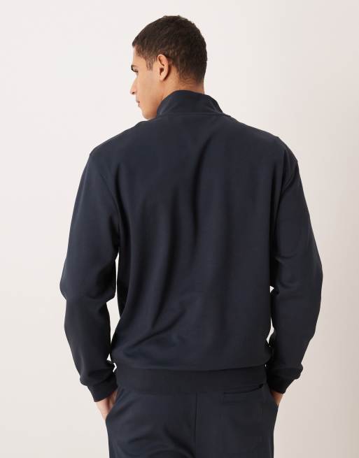 ASOS DESIGN soft touch relaxed quarter zip sweatshirt in navy (part of a set), 3 of 5