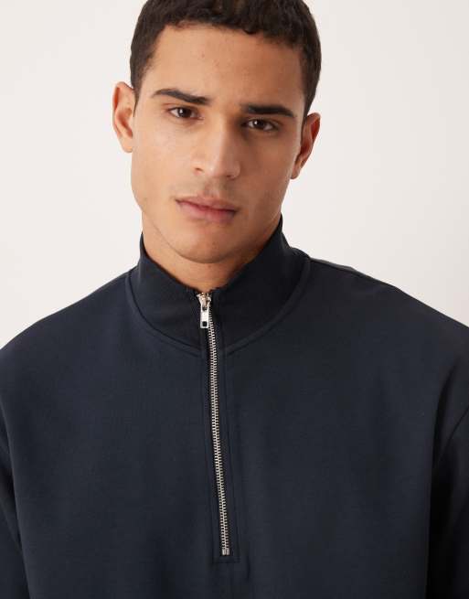 ASOS DESIGN soft touch relaxed quarter zip sweatshirt in navy (part of a set), 5 of 5