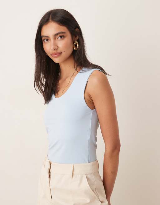 ASOS DESIGN soft touch scoop neck singlet in baby blue