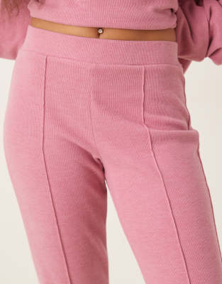Asos Design Soft Touch Seam Detail Kick Flare Pants In Pink