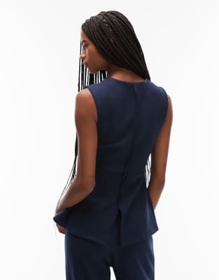 Asos Design Soft Touch Seem Detail Fitted Tank In Blue