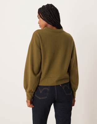 Asos Design Soft Touch Tuck Detail Long Top In Green