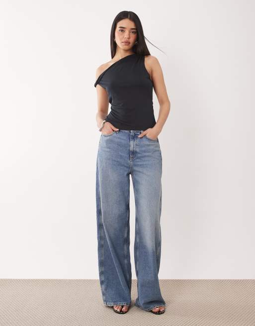 ASOS DESIGN soft touch twist off shoulder top in black, 2 of 4