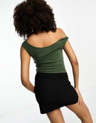 ASOS DESIGN SOFT TOUCH TWISTED OFF-THE-SHOULDER TOP 