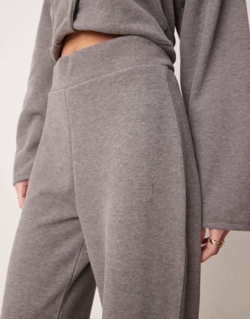 ASOS DESIGN soft touch wide leg co-ord trouser in charcoal marl, 2 of 5