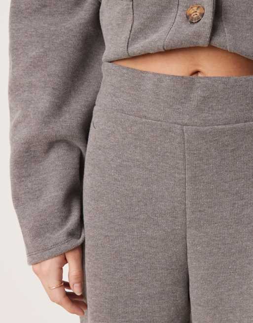 ASOS DESIGN soft touch wide leg pants in charcoal marl (part of a set), 5 of 5