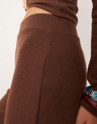Asos Design Soft Touch Wide Leg Pants In Brown