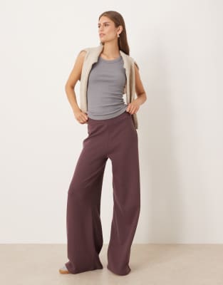 Asos Design Soft Touch Wide Leg Pants In Red