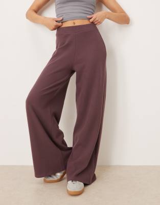 Asos Design Soft Touch Wide Leg Pants In Red