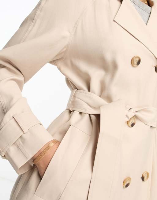 ASOS DESIGN soft trench coat in stone ASOS