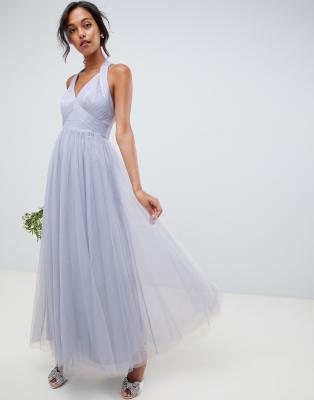 asos design soft tulle maxi dress