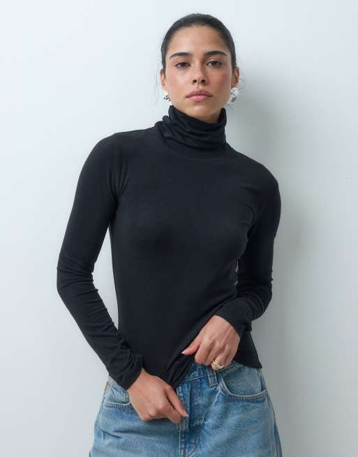 ASOS DESIGN soft turtle neck long sleeve in black, 2 of 4