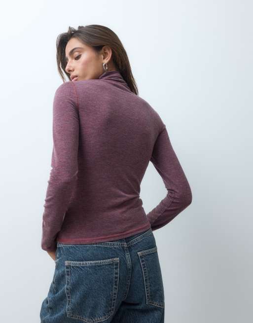 ASOS DESIGN  soft turtle neck long sleeve in red stripe, 5 of 5