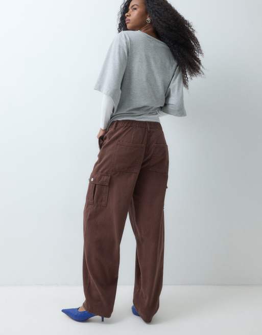 ASOS DESIGN soft utility cargo pants in chocolate, 3 of 5