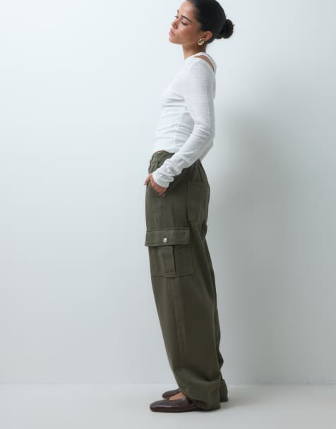 ASOS DESIGN soft utility cargo pants in khaki - view 1