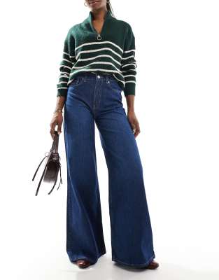 soft wide leg jean in rich indigo-Blue