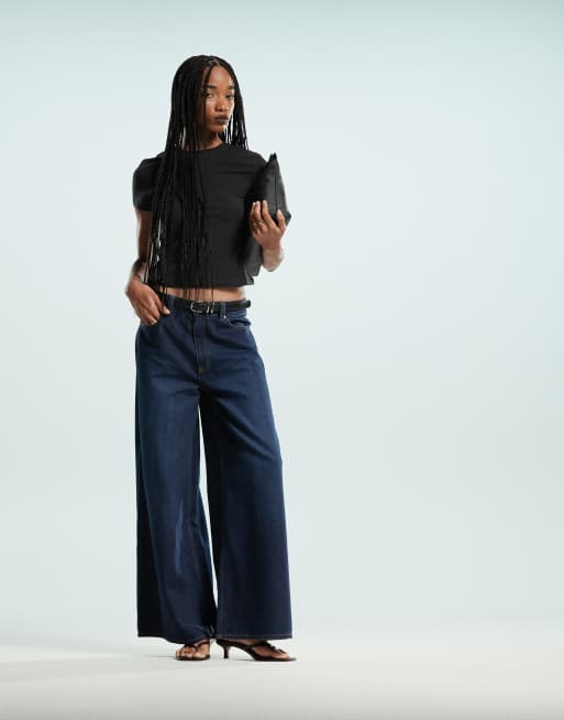 ASOS DESIGN soft wide leg jean in rich indigo, 4 of 5