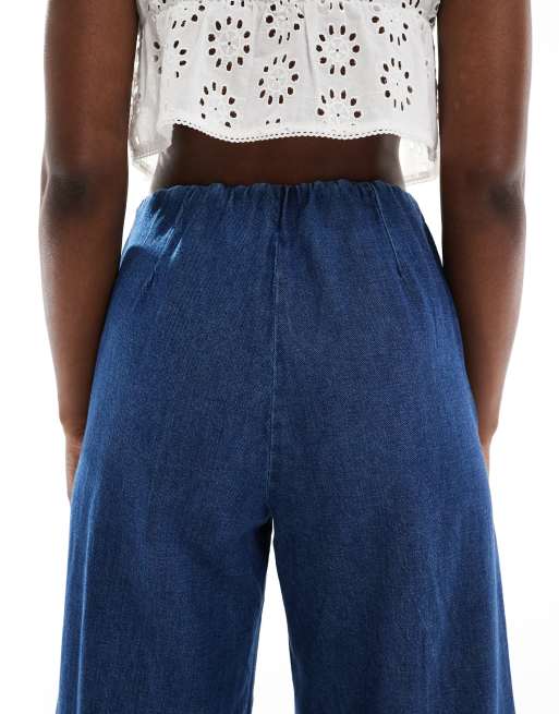 ASOS DESIGN soft wide leg jean with clean front in rinse, 4 of 5