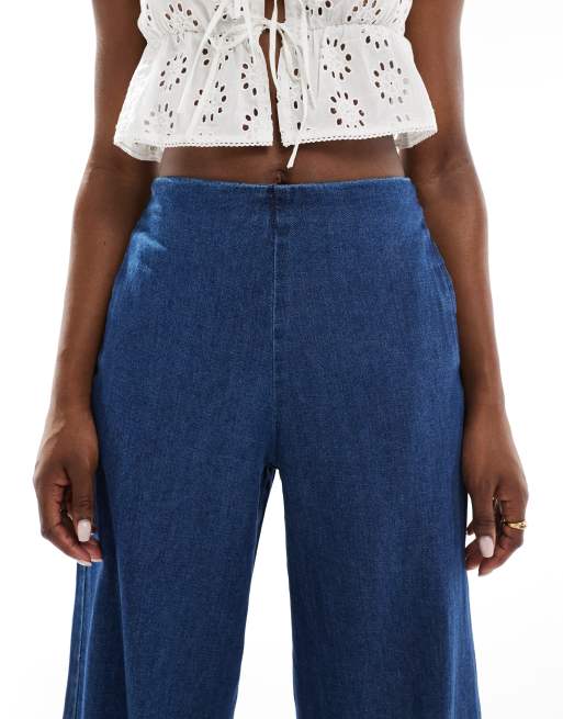 ASOS DESIGN soft wide leg jean with clean front in rinse, 5 of 5