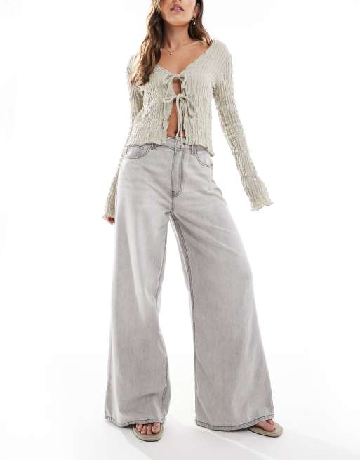 ASOS DESIGN soft wide leg jeans in gray