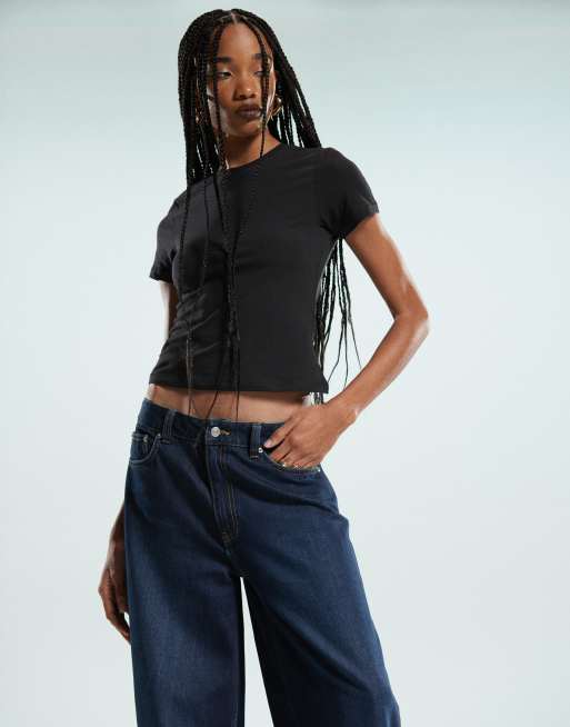 ASOS DESIGN soft wide leg jeans in rich indigo, 3 of 5