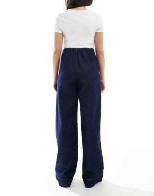Asos Design Soft Wide Leg Jeans With Clean Front In Blue