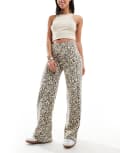 [ASOS DESIGN] ASOS DESIGN soft wide leg pants in leopard print (part of a set)-Multi L MULTI