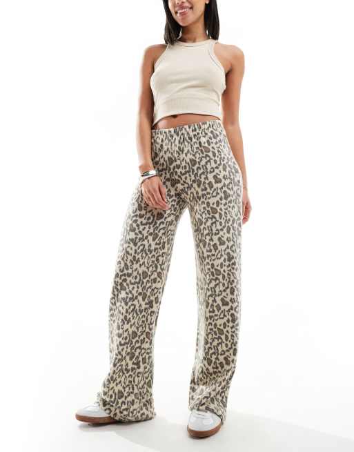  ASOS DESIGN soft wide leg pants in leopard print (part of a set)