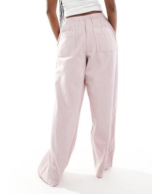 Asos Design Soft Wide Leg Pants In Purple