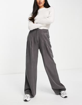 grey straight leg trousers womens