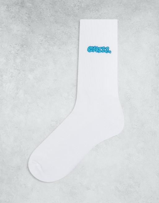 ASOS DESIGN - Sokken met 'Chill'-borduursel in wit