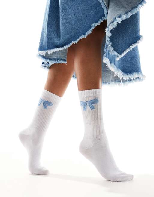 ASOS DESIGN - Sokken van jacquard met strik in wit , 4 van 4