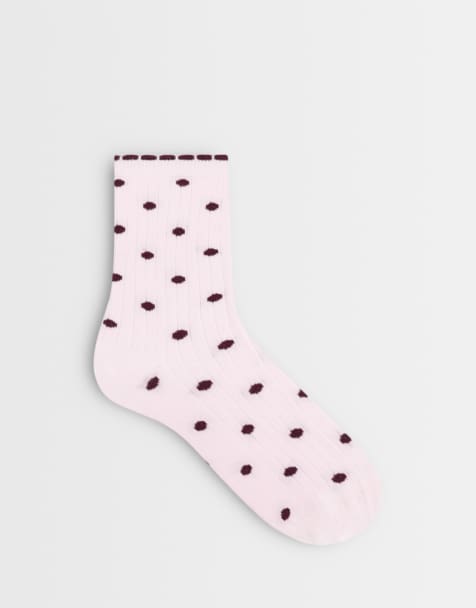ASOS DESIGN sokker med polkaprikker i pink og burgundy - view 1
