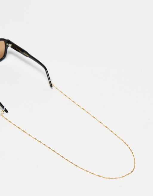 ASOS DESIGN - Solbrillekæde i 14k guldbelægning med snoet rebdesign