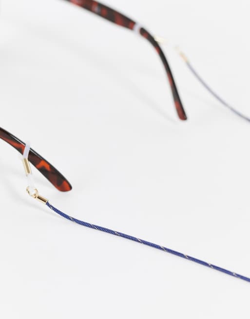 ASOS DESIGN - Solbrillekæde i metal i marineblå og guldtone