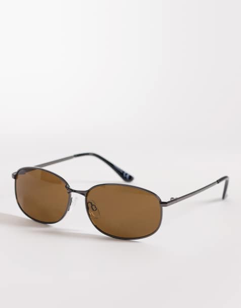 ASOS DESIGN - Solbriller med brunt metalstel og brune glas - view 1