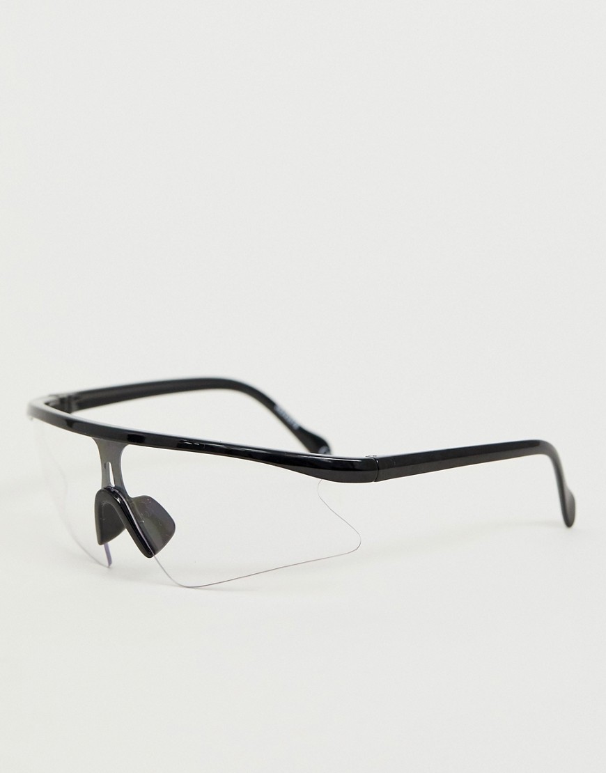 ASOS DESIGN – Solglasögon i visor-modell med genomskinliga glas