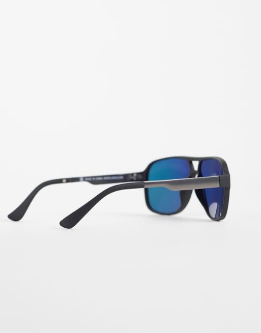 ASOS DESIGN solglasögon med matt båge i svart med bärnstensfärgade spegelglas, 2 av 3
