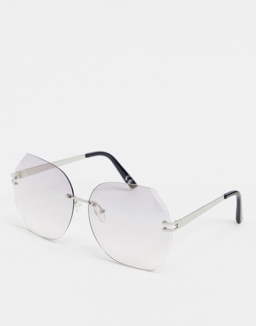 ASOS DESIGN – Solglasögon utan kant i oversize 70-talsstil-Silver