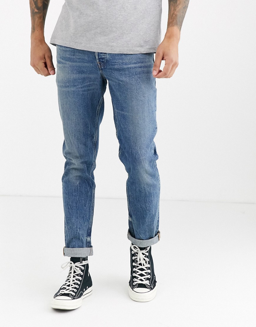 ASOS DESIGN - solide smalle 'american classic' jeans i vintage Dark Wash blå
