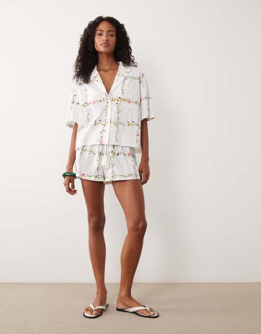 ASOS DESIGN – Solmönstrad semesterskjorta i jersey med broderi, 2 av 4