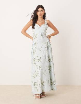 ASOS DESIGN - Sommerliches Maxikleid mit Blümchenmuster und weitem Rock-Bunt
