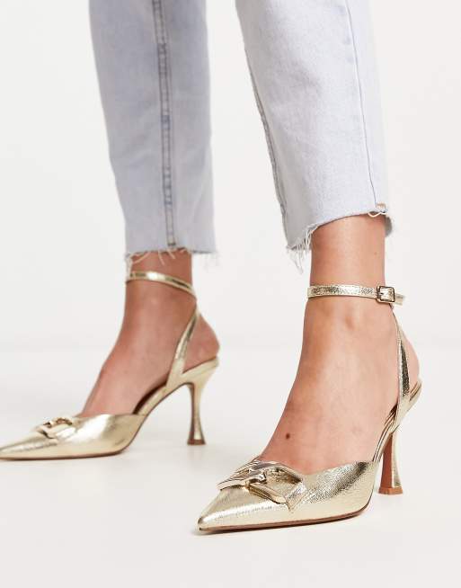 ASOS DESIGN - Sommers - Chaussures à talon mi-haut et détail chaîne - Doré, 4 de 4