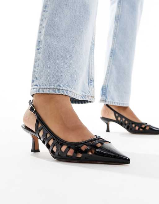 ASOS DESIGN - Sonic - Chaussures à petit talon avec découpes - Noir