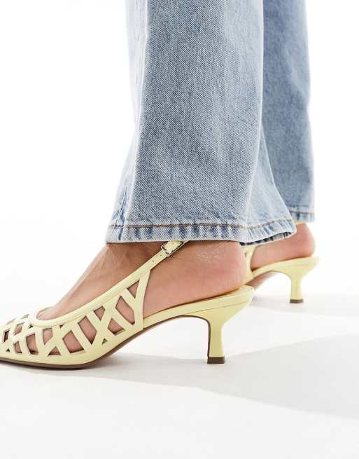 ASOS DESIGN – Sonic – Citrongula klackskor med taxklackar och utskurna detaljer, 2 av 4
